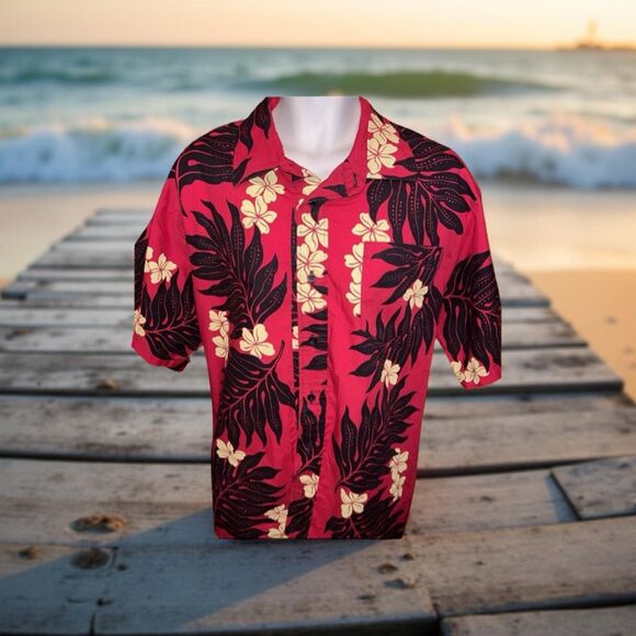 NWT Ragstock Red Hawaiian Short Sleeve Button Up Shirt #12 - Picture 1 of 4